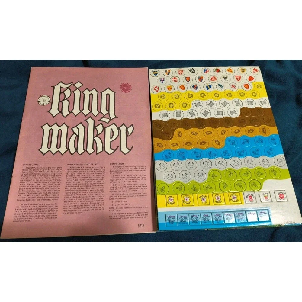 1976 KING MAKER War Of The Roses Bookcase Board Game Avalon Hill 100% Complete